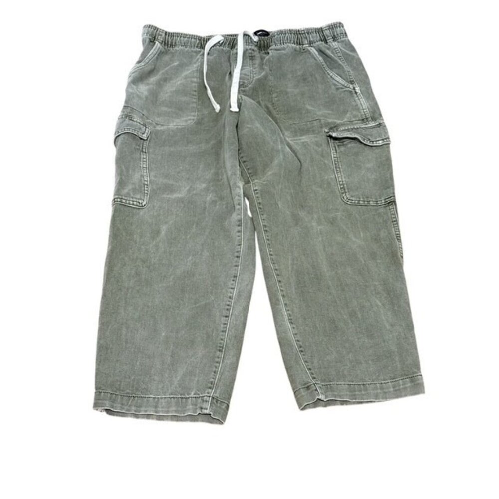 GAP Denim Easy Jeans Large Drawstring Elastic Waist Pants Cargo Green Pull On